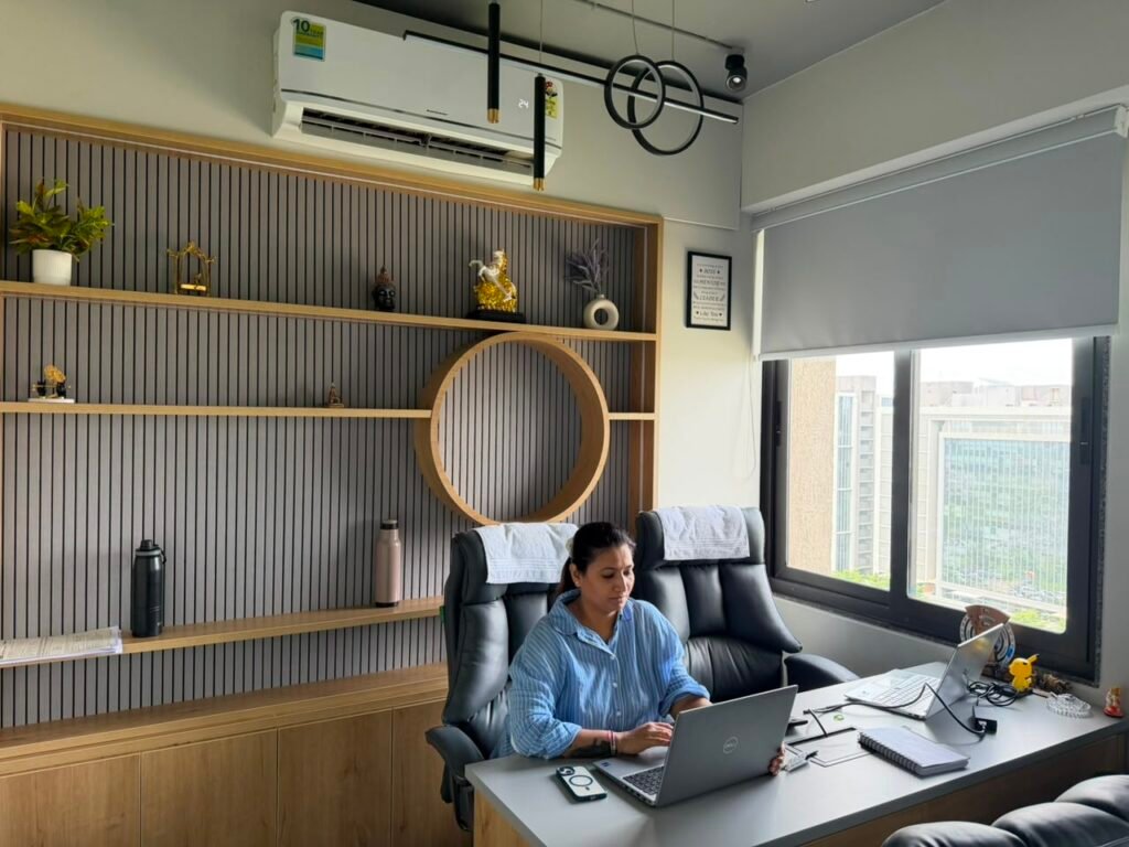 customised furniture panelling with shelves office table (1)